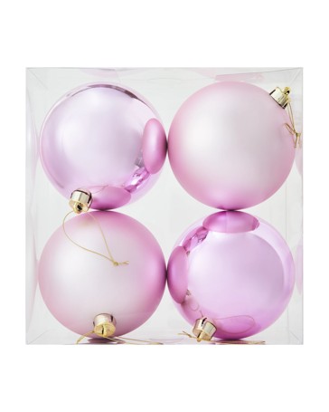 Anko 4 Pack 15cm Pink Baubles
