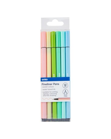 Fineliner Pens 12 Pack - Anko