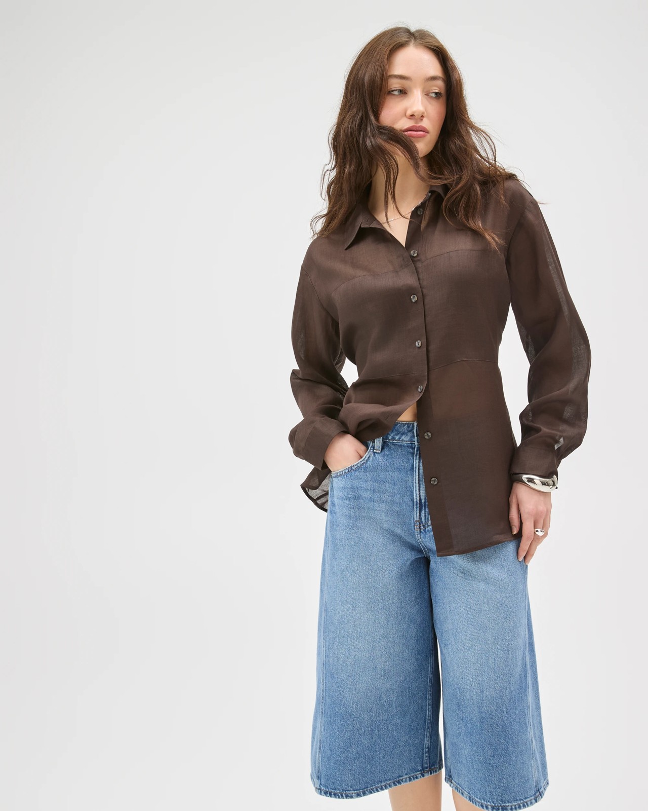 Lily Loves Sheer Shirt - Truffle 2 of 6
