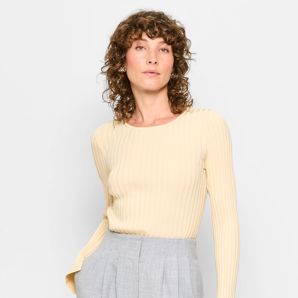 Long Sleeve Slinky Rib Knit Top - Preview