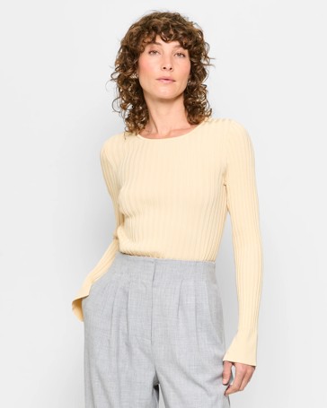 Long Sleeve Slinky Rib Knit Top - Preview