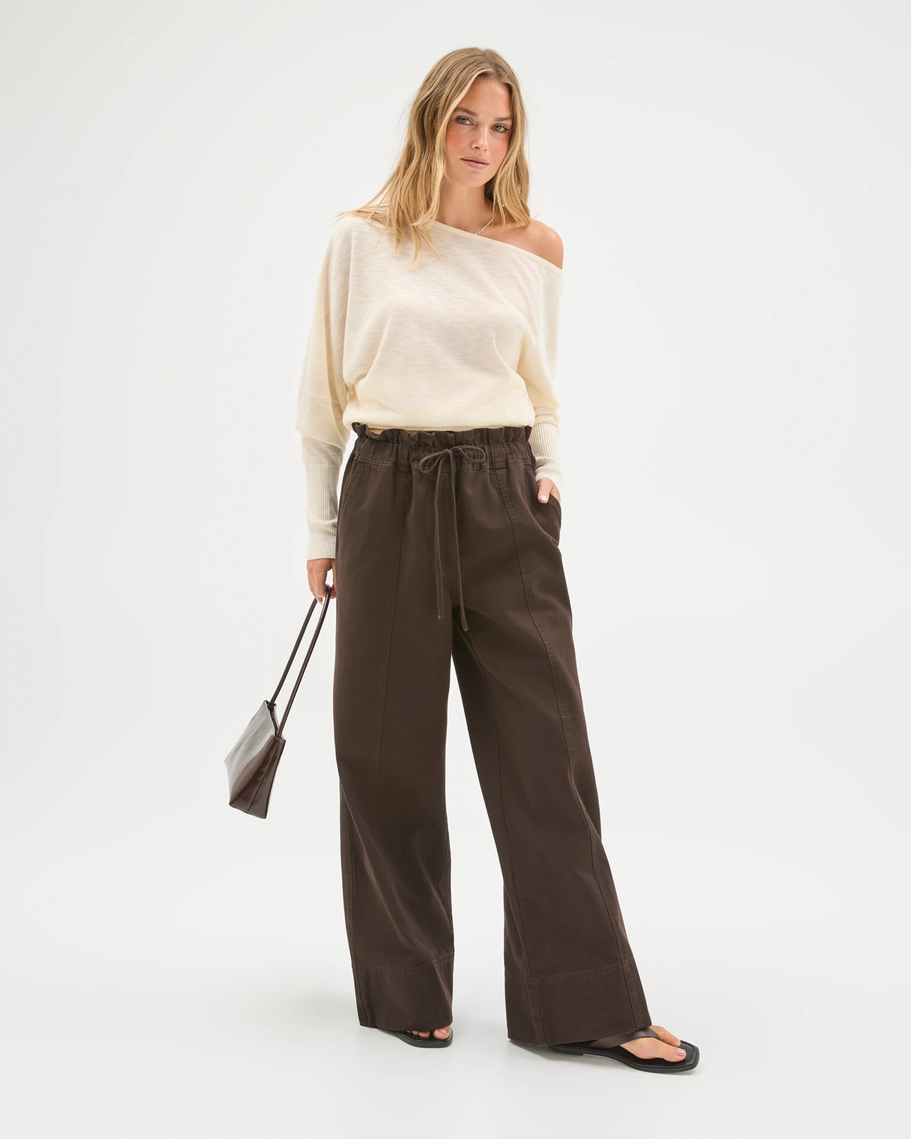 Lily Loves Slub Off Shoulder Knit Top - Pale Oat 4 of 6