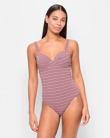 Underwire Balconette Seersucker One Piece Bathers - Shape Your Body