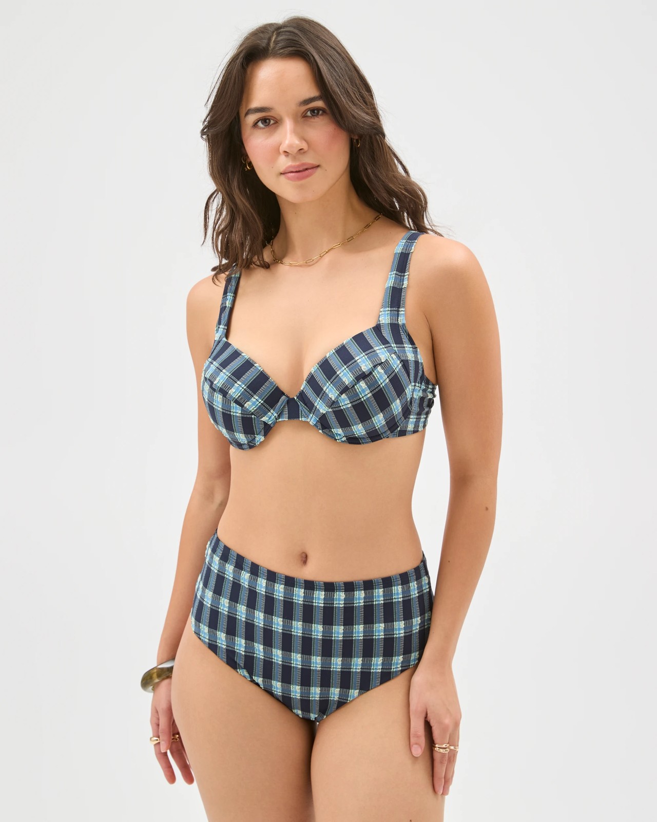 Shape Your Body Resort High Waist Seersucker Swim Bikini Bottoms 3 of 5