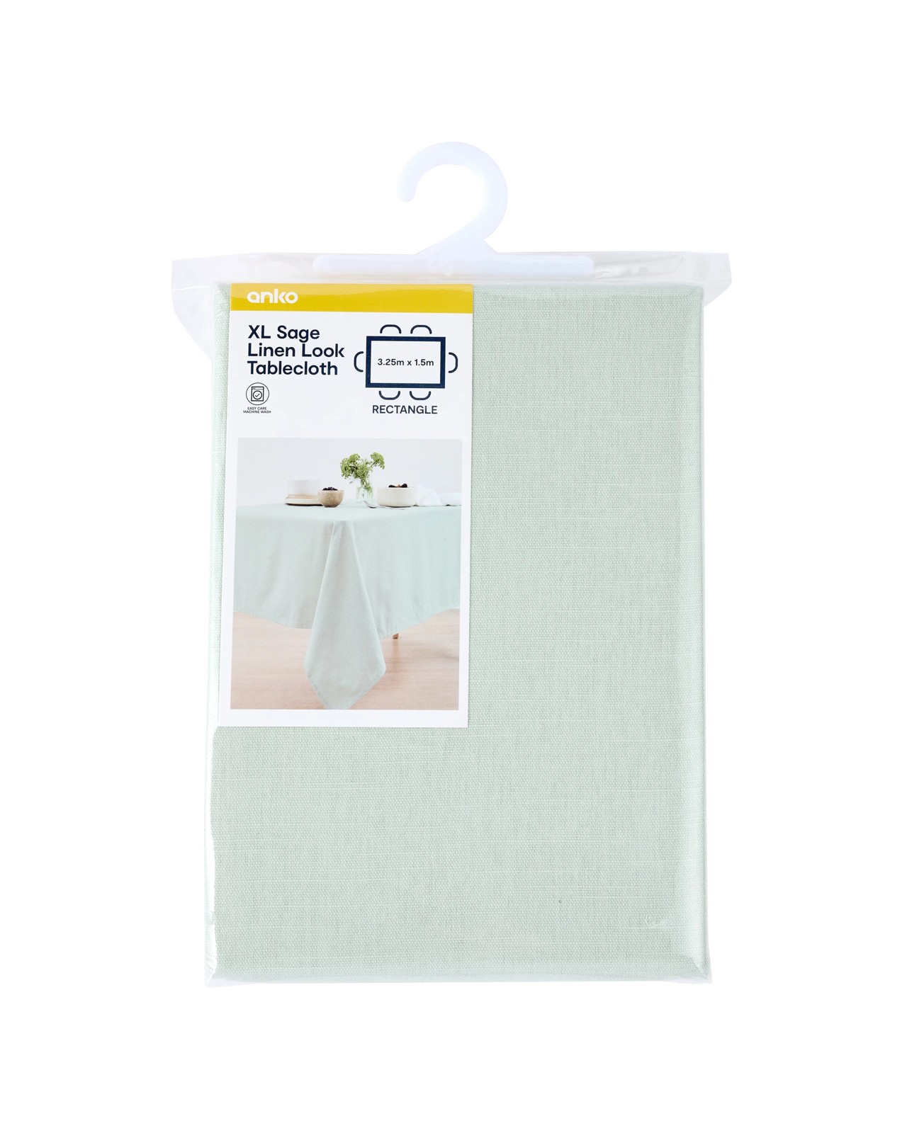 Anko Extra Large Sage Linen Look Tablecloth 4 of 4