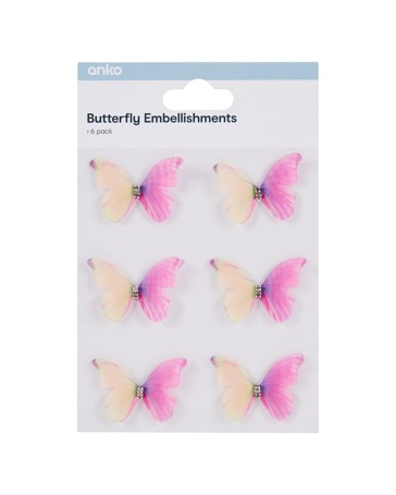 Anko 6 Pack Butterfly Embellishments