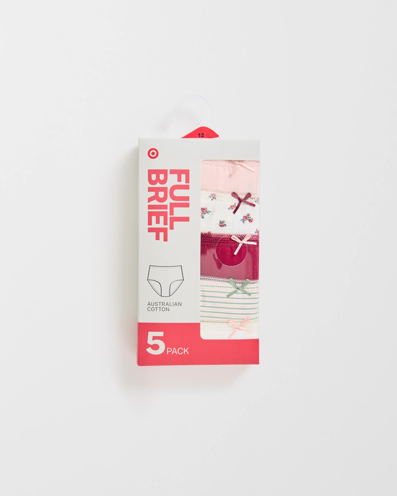 Australian Cotton 5 Pack Full Briefs - Red Floral Ditsy and Stripe 3 of 5