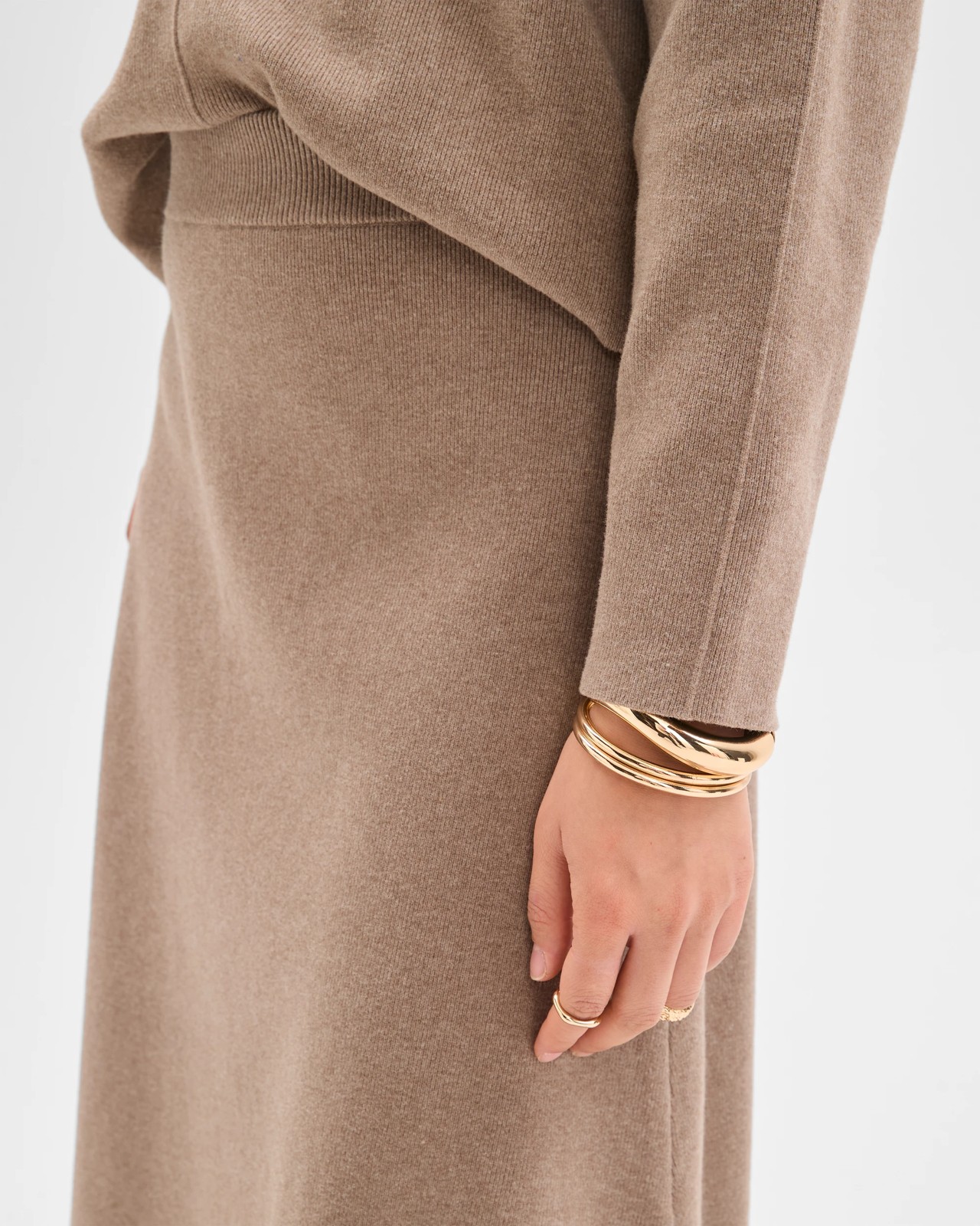 Preview Australian Cotton Blend A-Line Polished Midi Skirt - Moon Grey 3 of 6