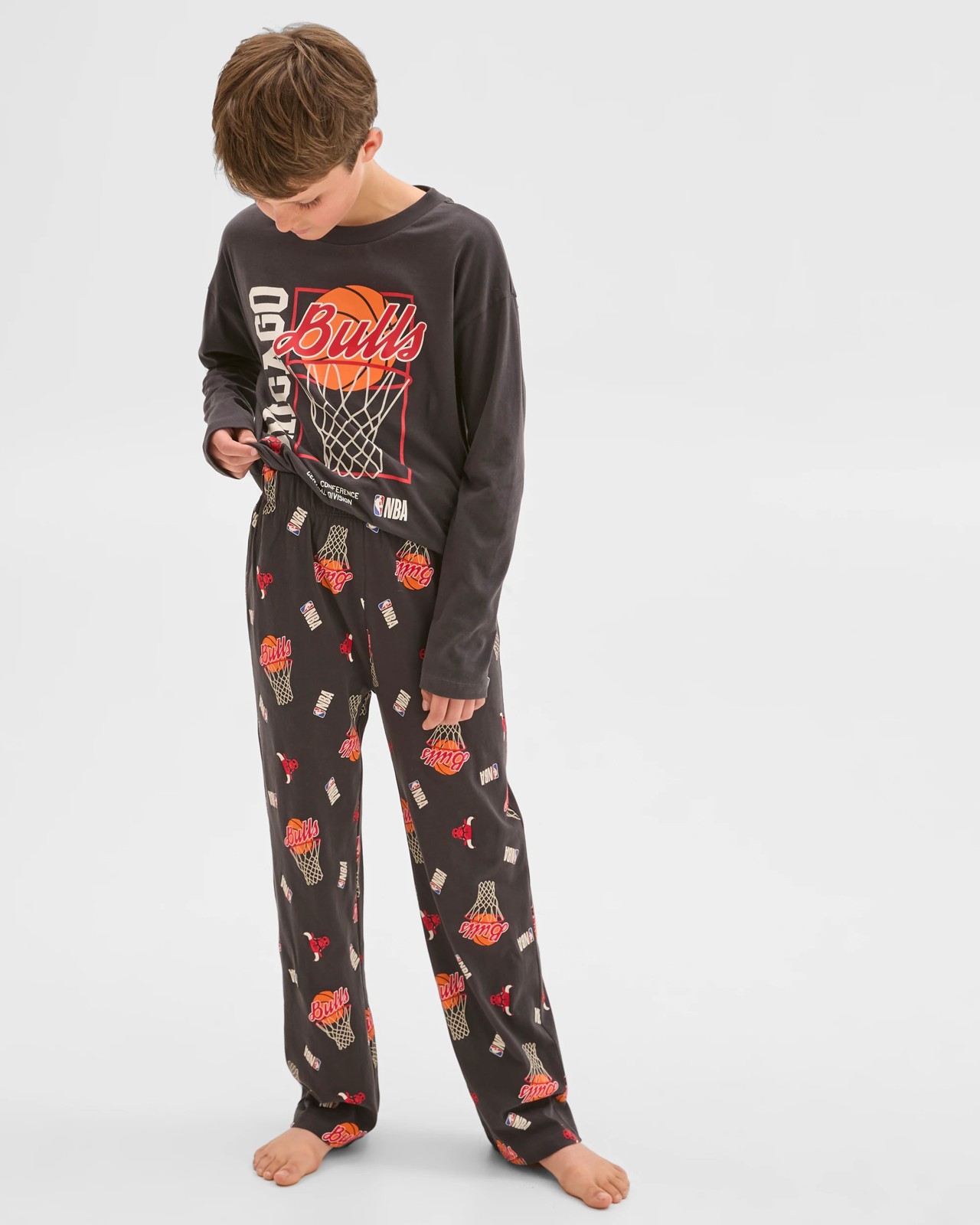 NBA Australian Cotton Jersey Older Boys Oversized Pyjama Set - NBA Bulls 2 of 6