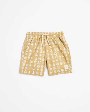 Textured Cotton Volley Shorts
