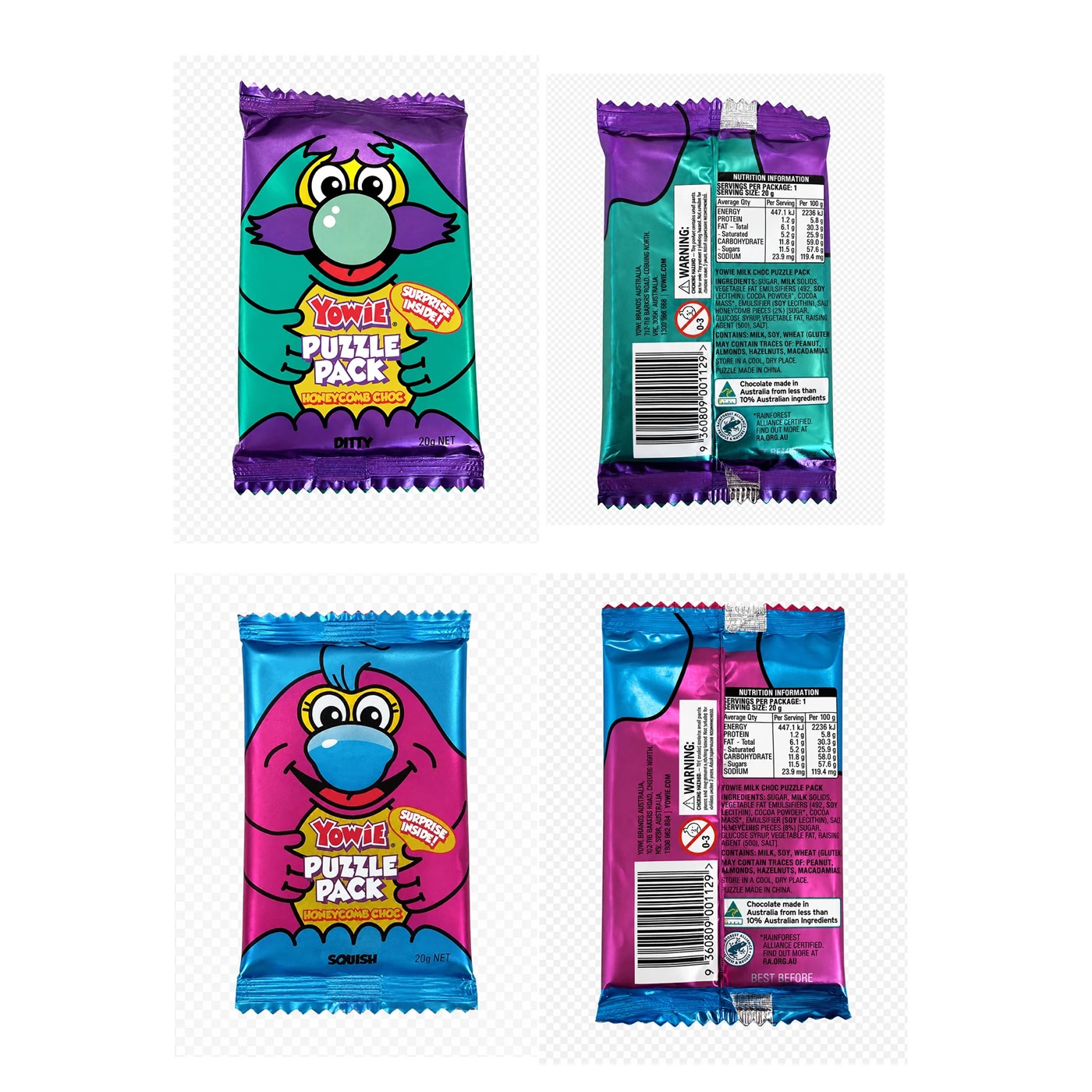Yowie Puzzle Pack Honeycomb Choc 20g - Assorted 2 of 5