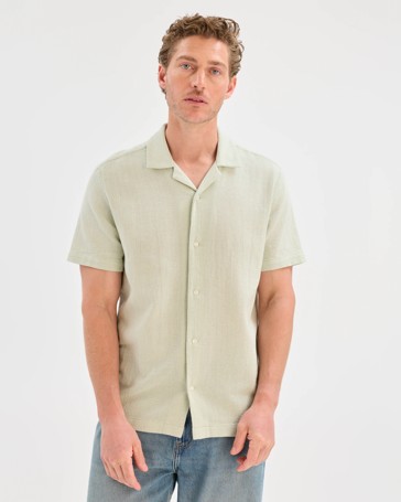 Australian Cotton Short Sleeve Textured Shirt