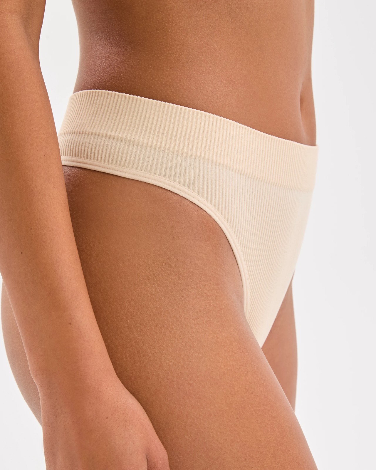 Lily Loves 2 Pack Ribbed Seamfree High Waisted G-String Briefs - Shell 3 of 3