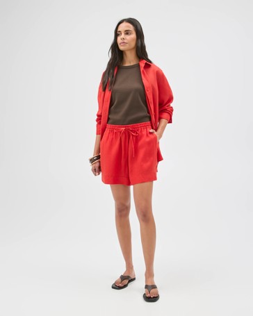 European Linen Pull On Shorts