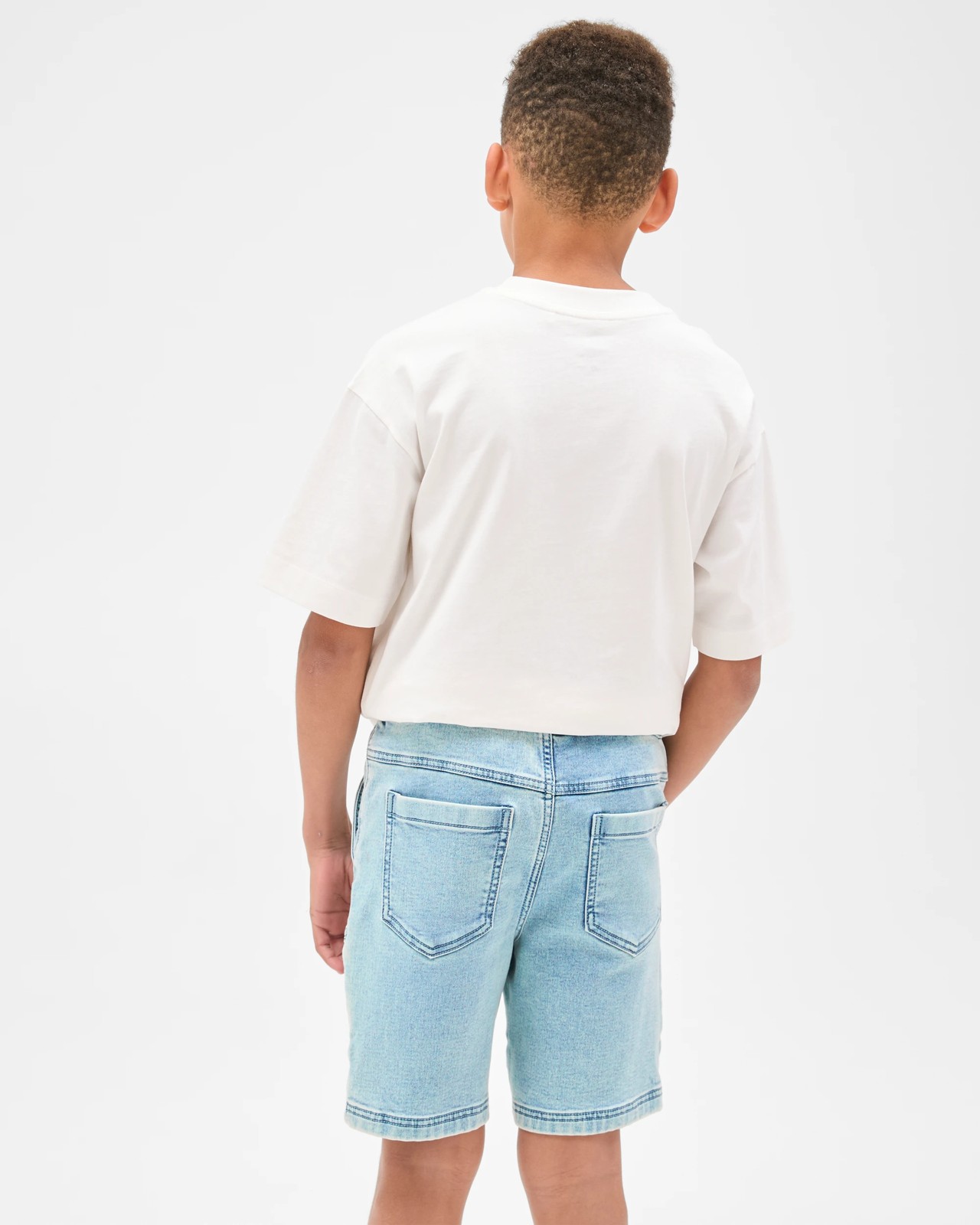 Knee Length Denim Biker Shorts - Light Wash 5 of 5