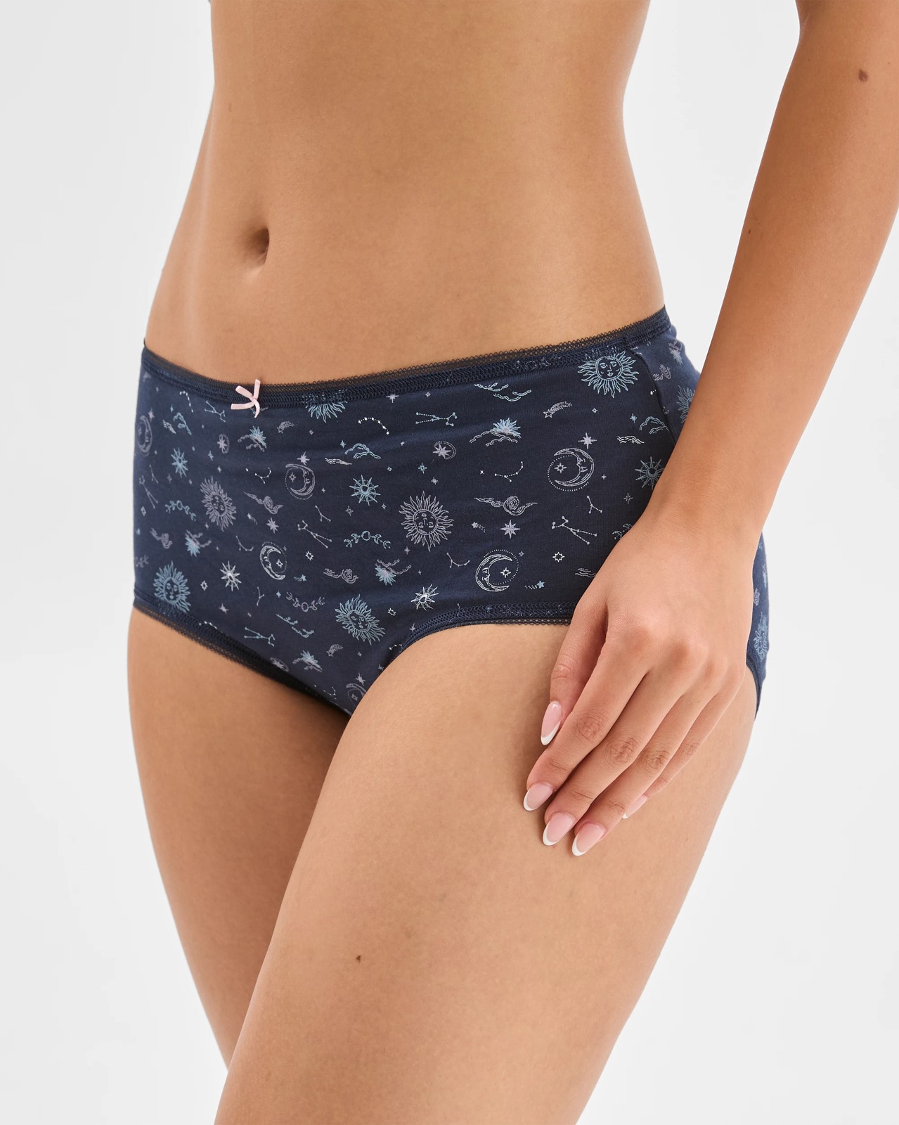 5 Pack Cotton/Elastane Midi Briefs - Celestial/Multi 3 of 5