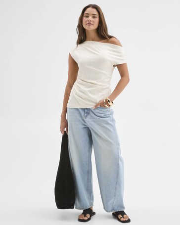 Lily Loves Gathered Side Off Shoulder Top