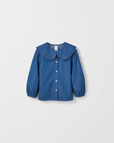 Fashion Woven Long Sleeve Collared Blouse