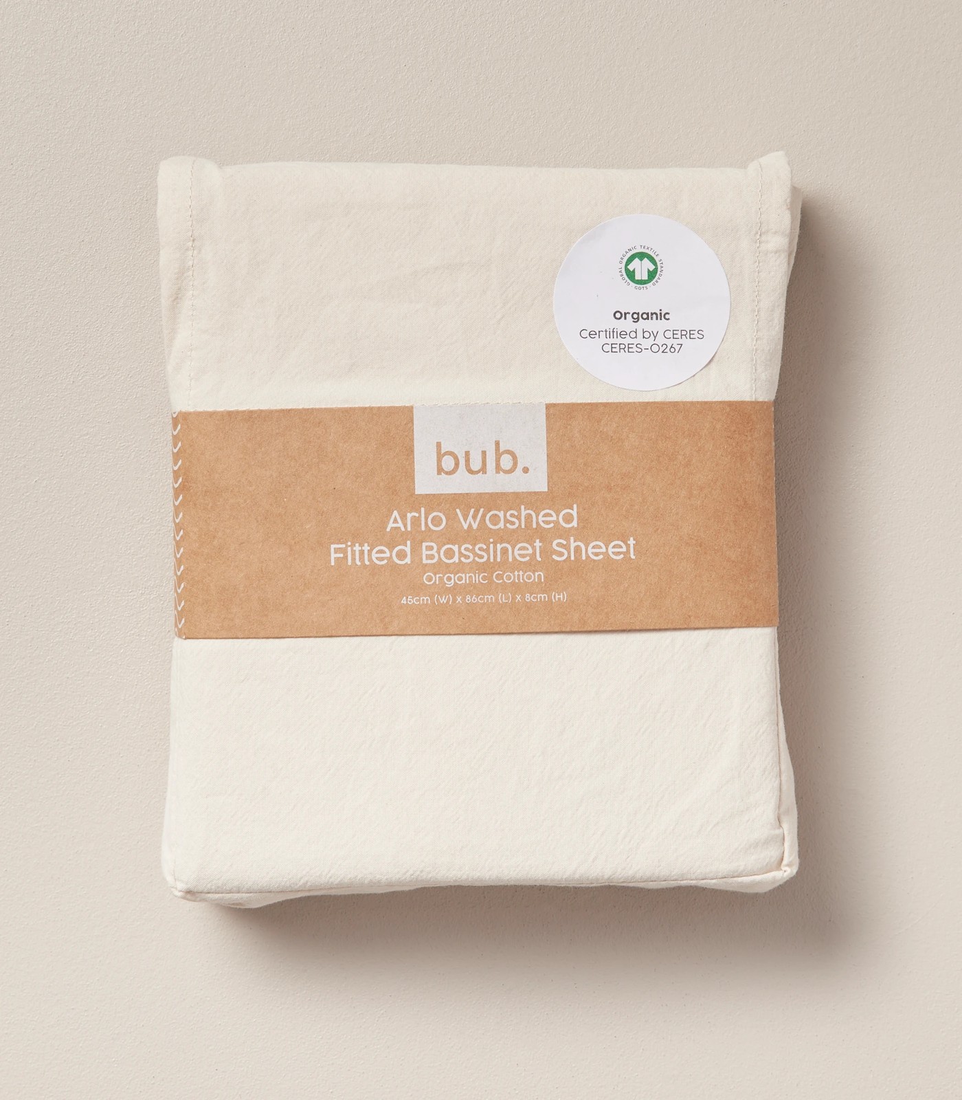 bub. Organic Cotton Arlo Washed Fitted Bassinet Sheets