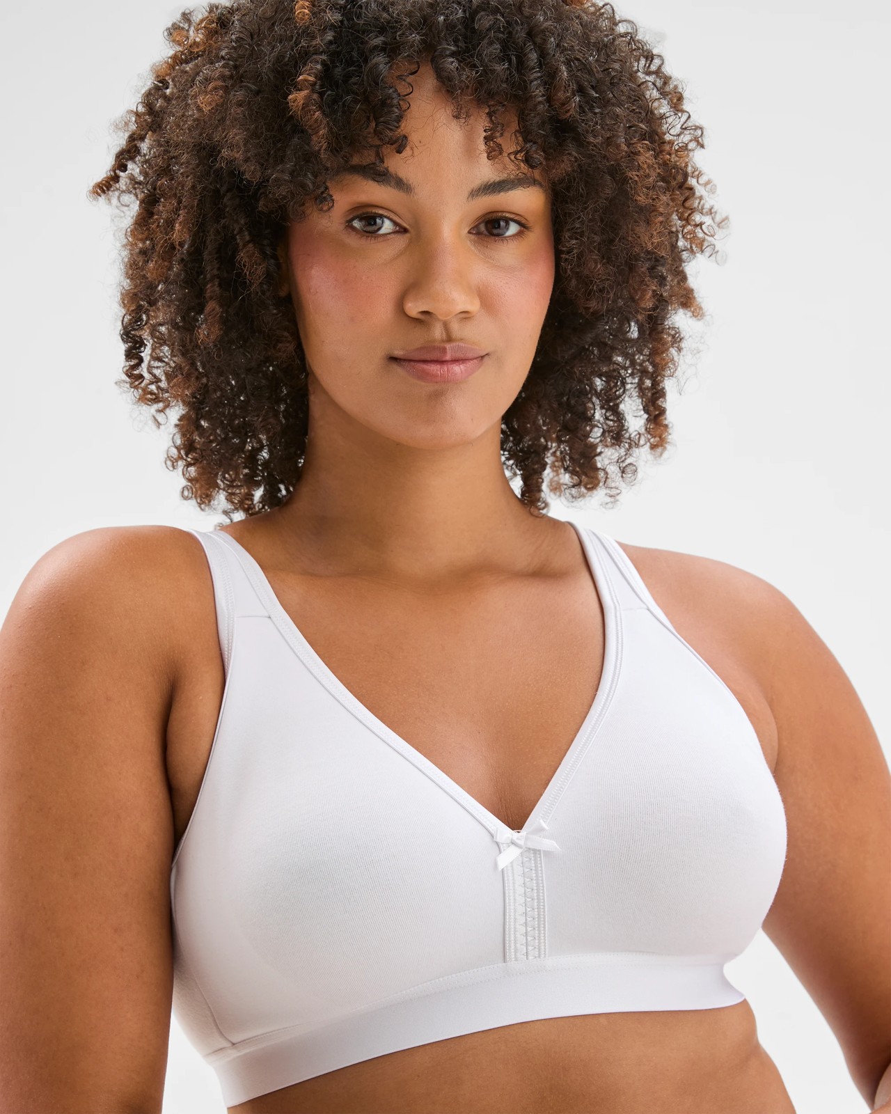 Australian Cotton Blend Womens Plus Size Moulded Wirefree Bra - White 6 of 6