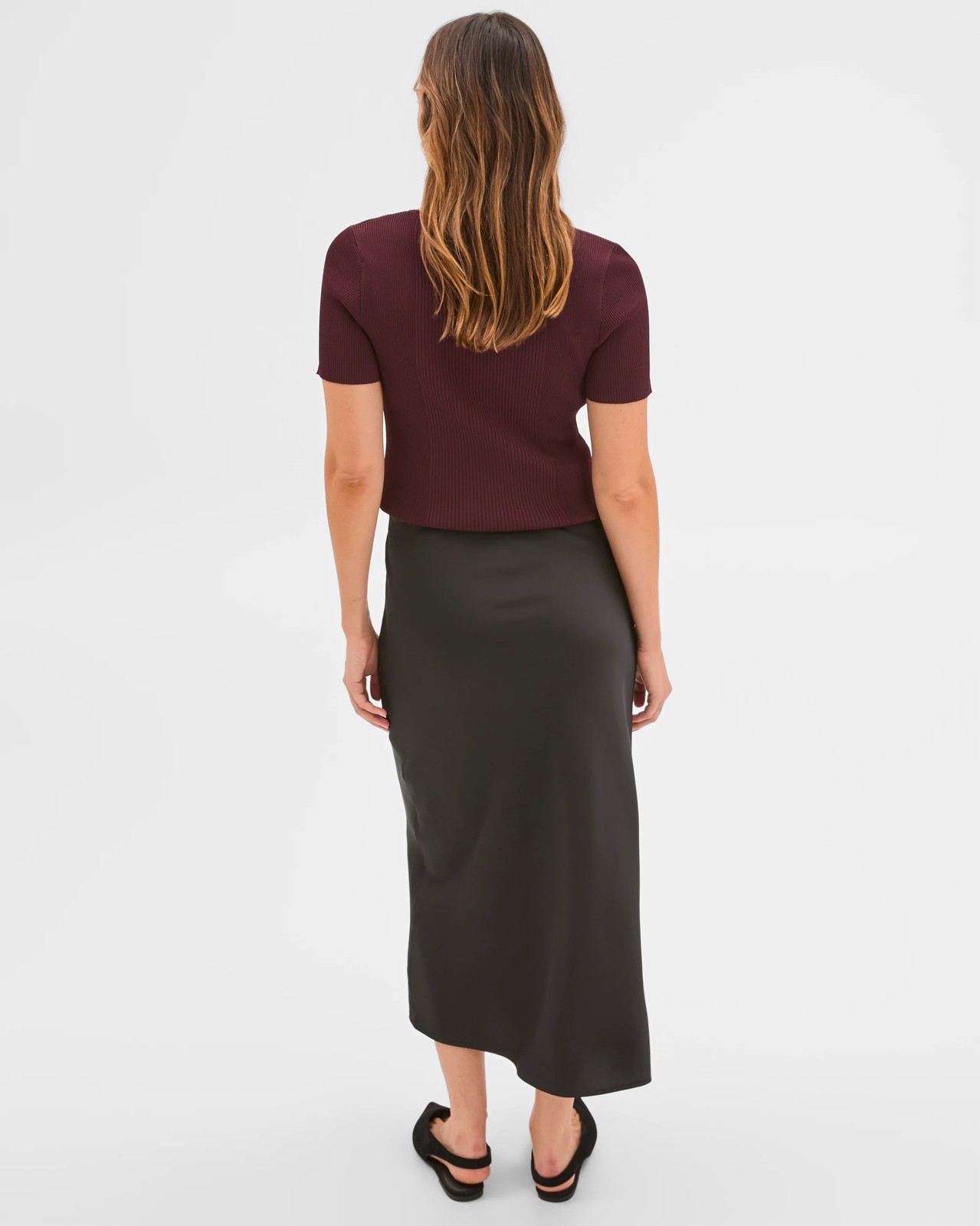 Preview Satin Bias Cut Midi Skirt - Black 4 of 6
