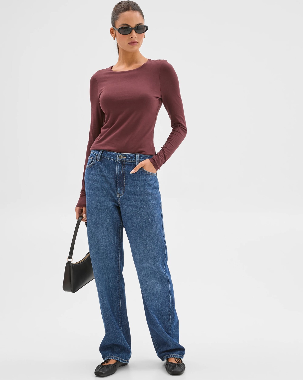 Lily Loves Australian Cotton Crew Neck Top - Burgundy Rouge 2 of 5