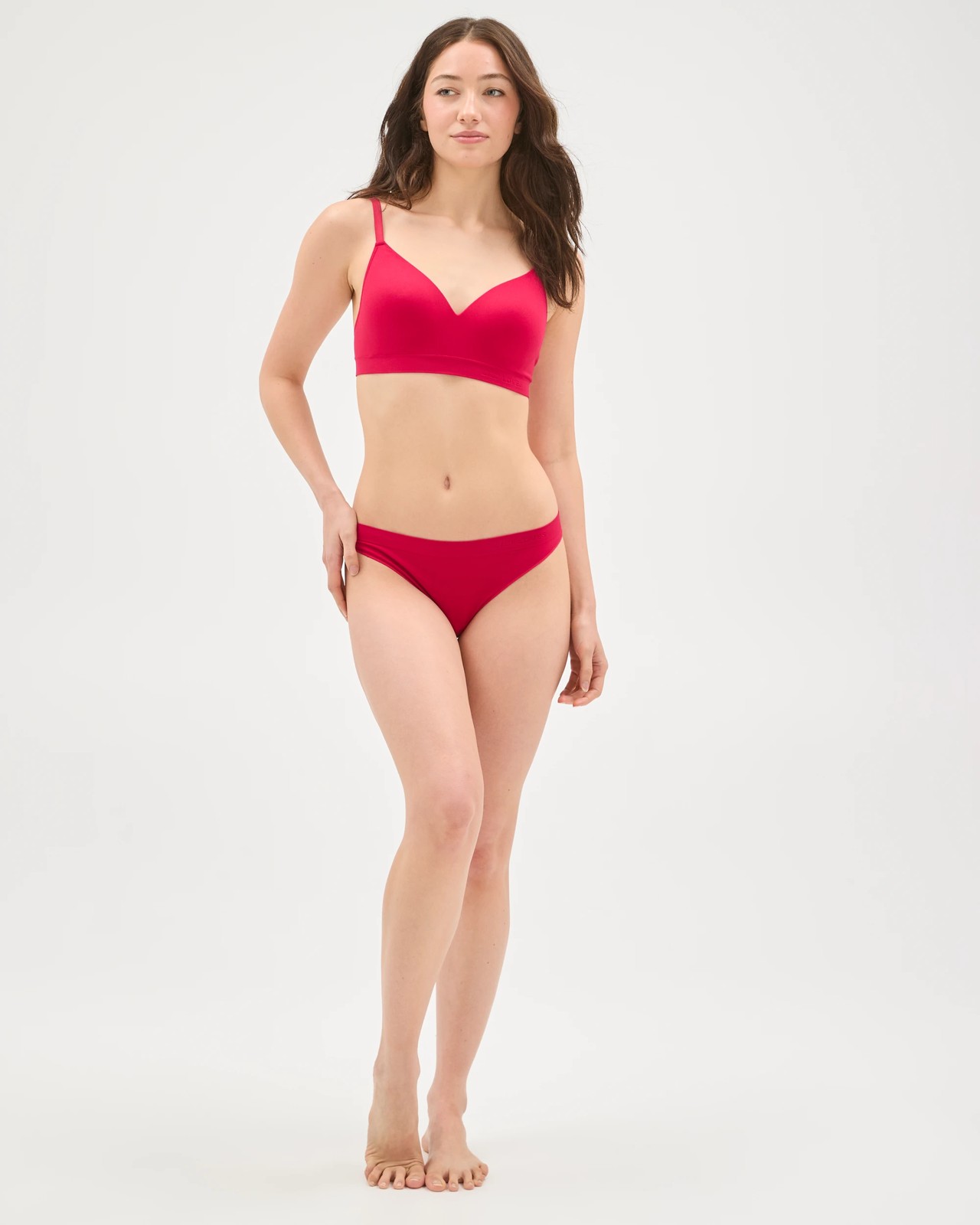 Lily Loves Seamfree Embossed Wirefree T-Shirt Crop Bra  - Persian Red 2 of 5