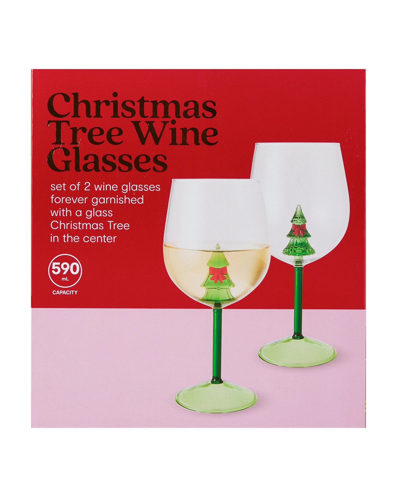 Anko 2 Christmas Tree Wine Glasses 5 of 5