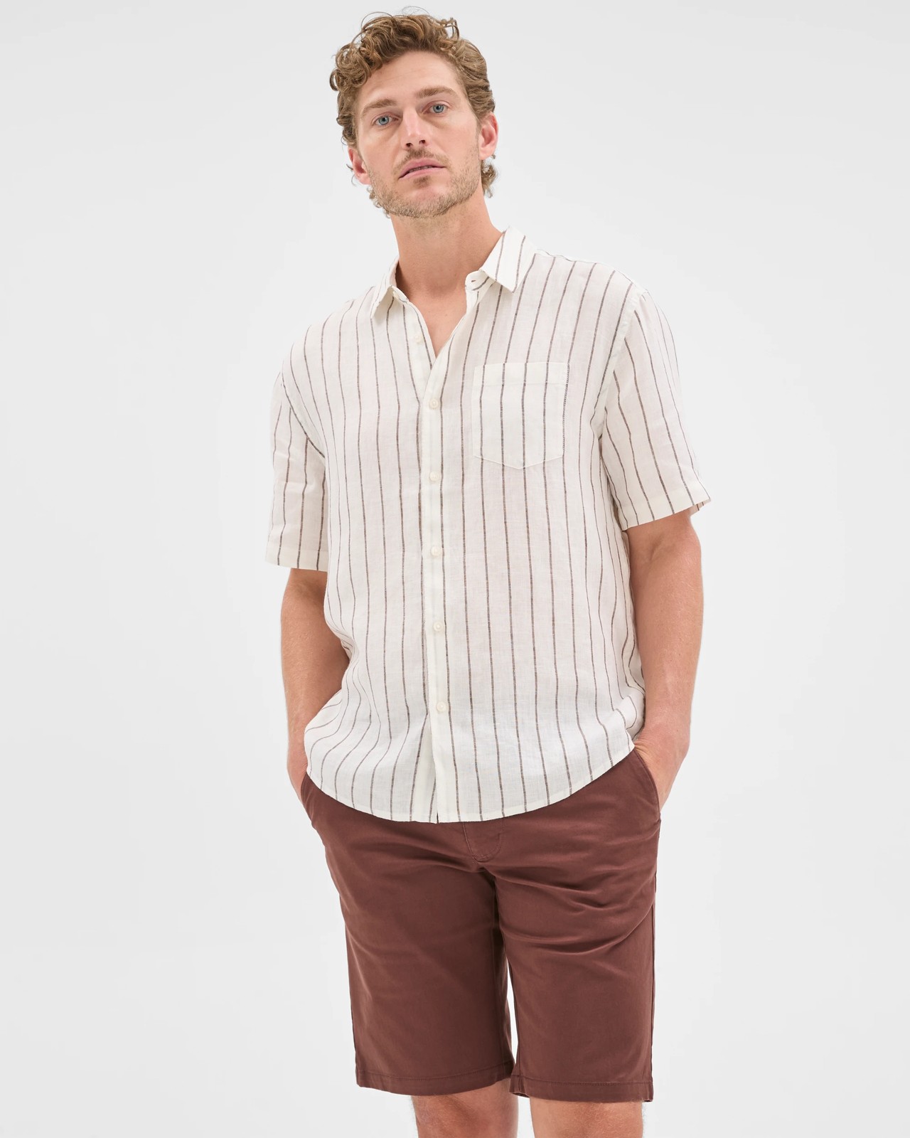 Australian Cotton Regular Stretch Chino Shorts - Brown Stone 3 of 6