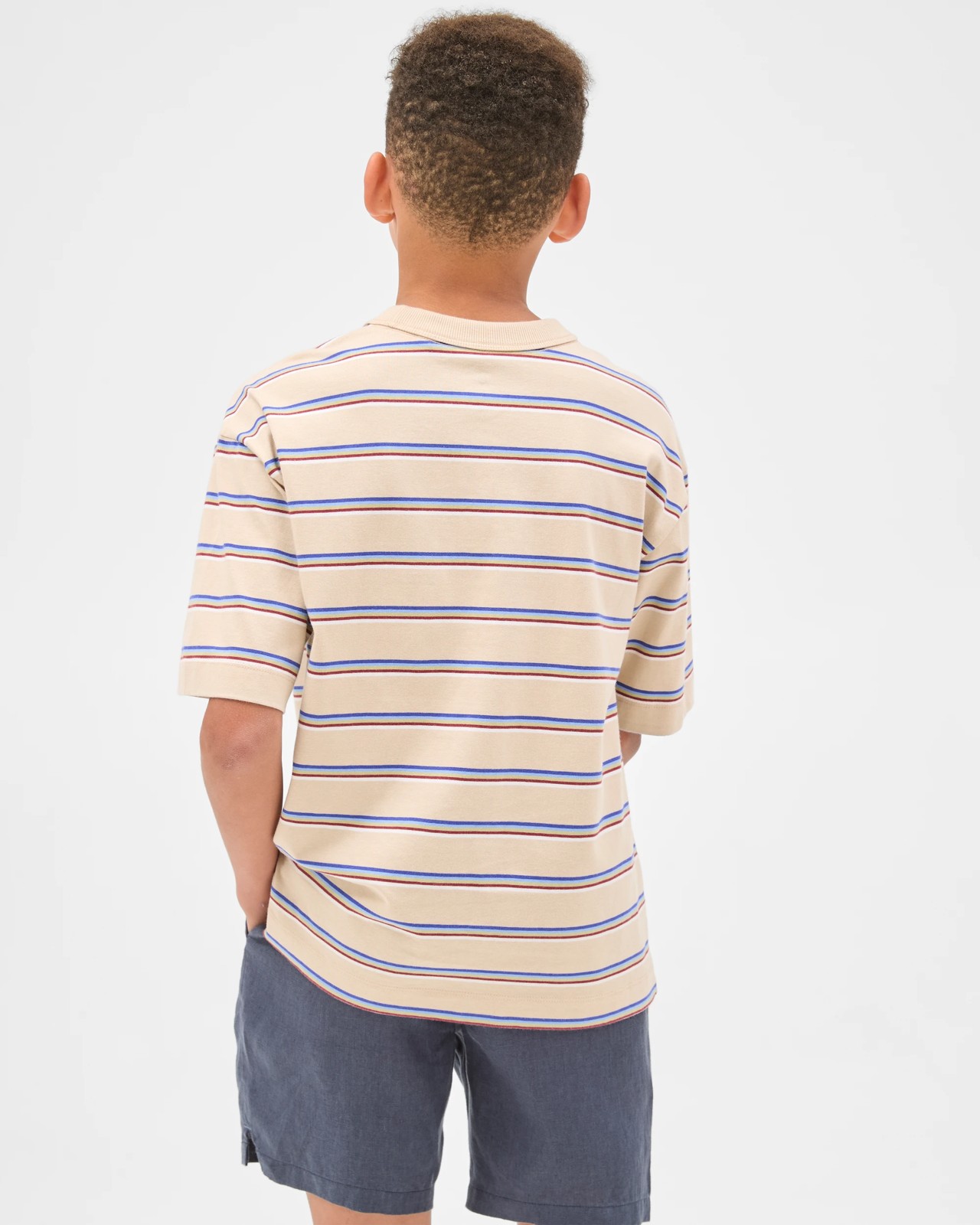 Australian Cotton Oversized Striped T-Shirt - Neutral 2 of 5