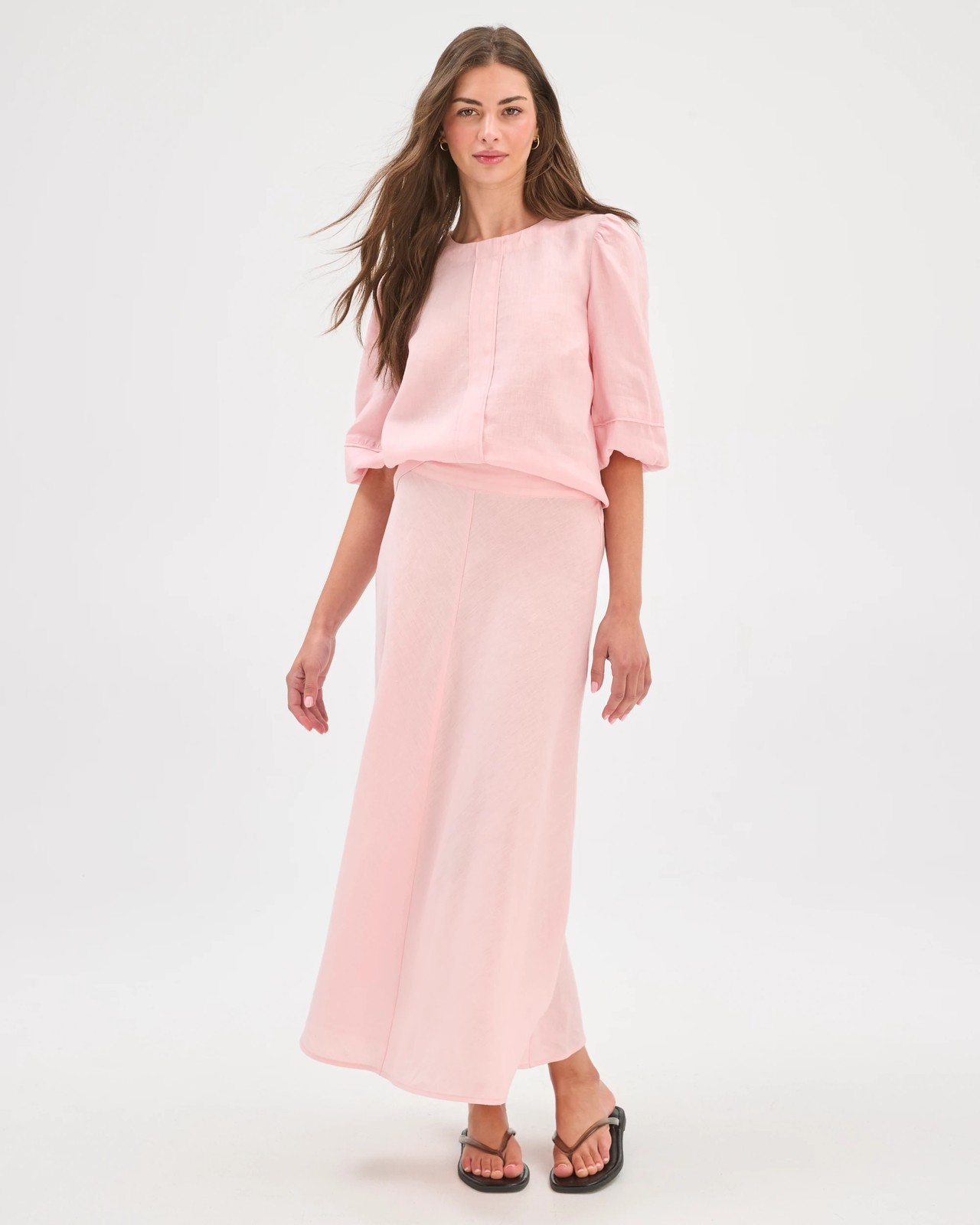 Petites European Linen Seam Detail Skirt 2 of 5