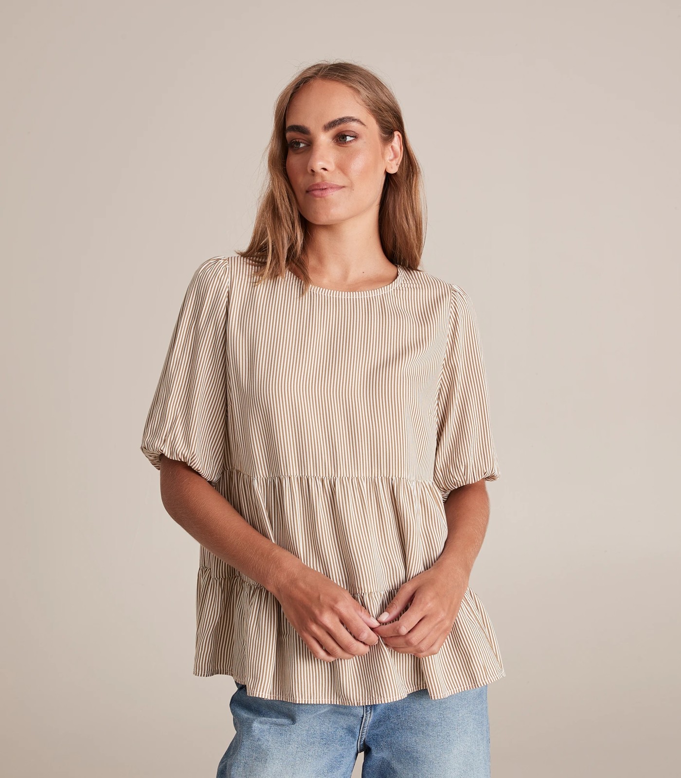 Puff Sleeve Tiered Blouse