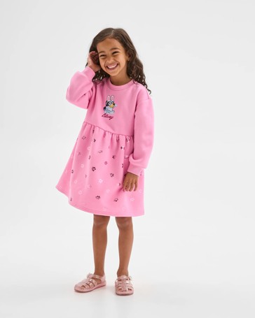Easter Bluey Australian Cotton Blend Long Sleeve Fleece Dress
