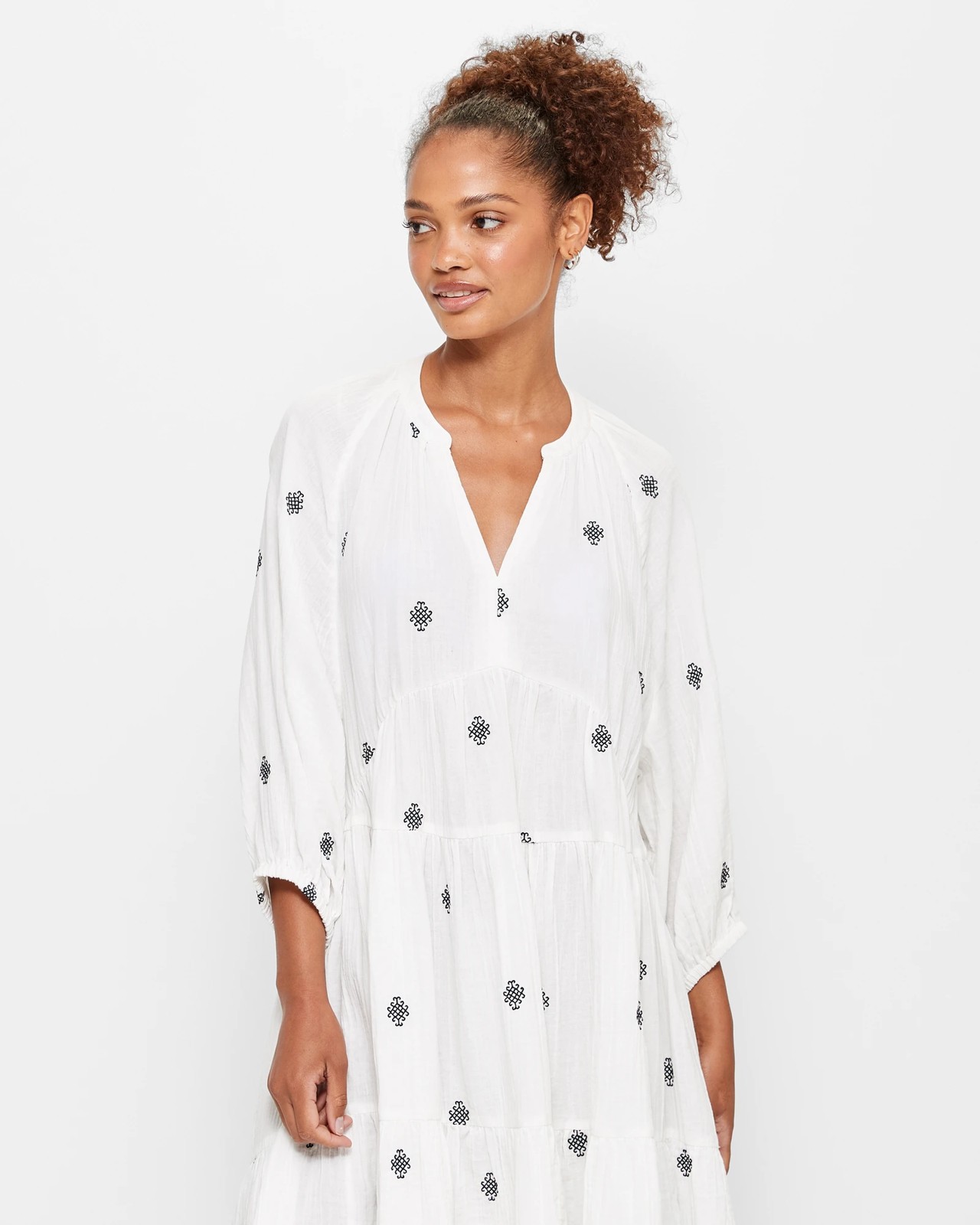 Embroidered Tiered Mini Dress | Target Australia