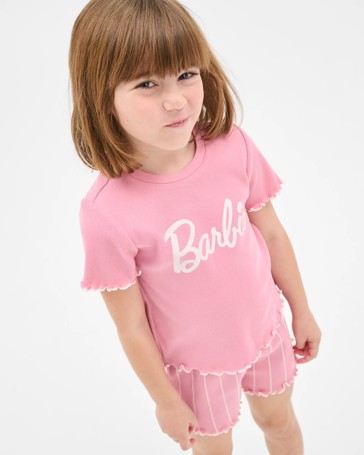 Barbie Younger Girls Rib Short Pyjama Set