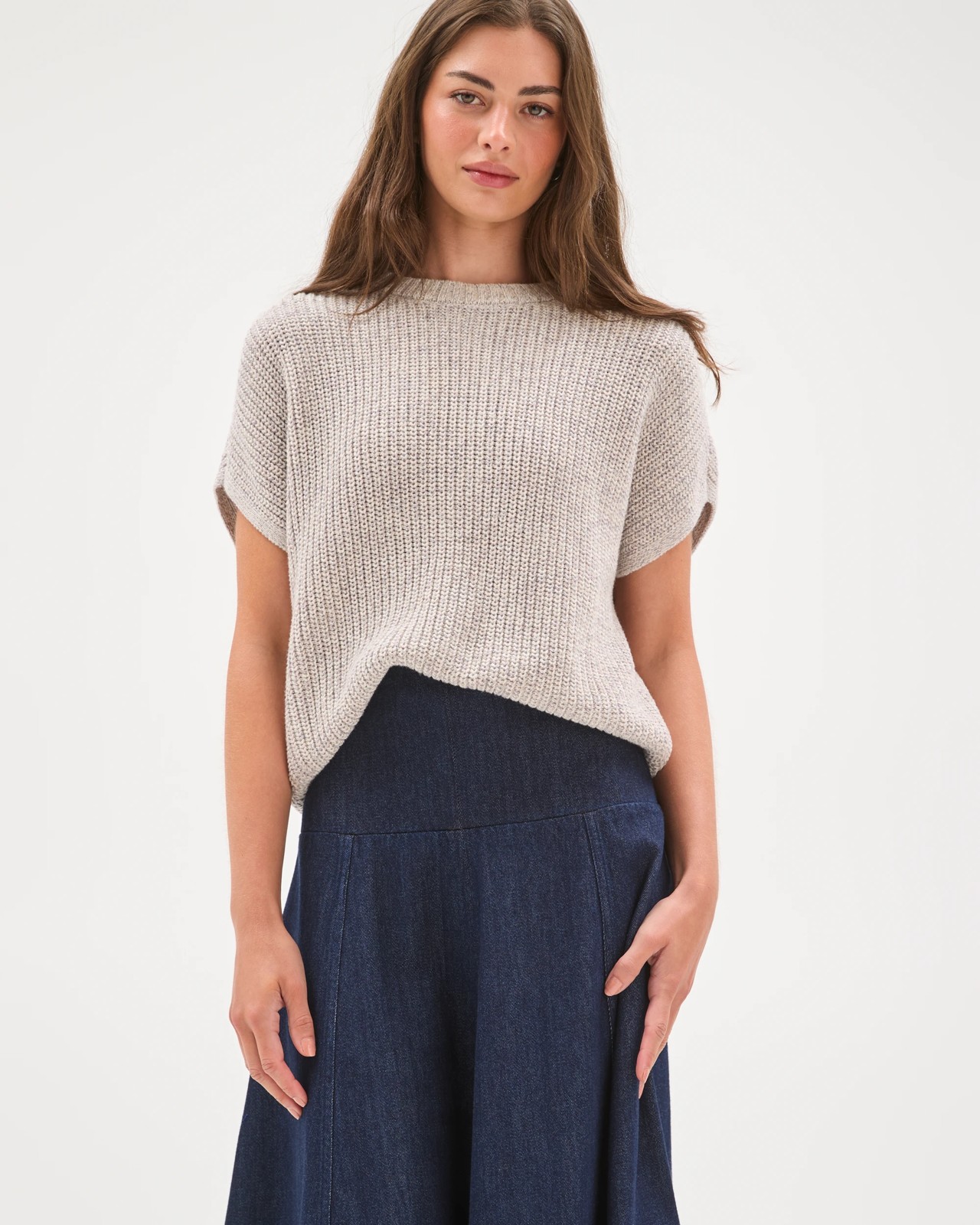 Petites Drop Waist Denim Maxi Skirt 4 of 5