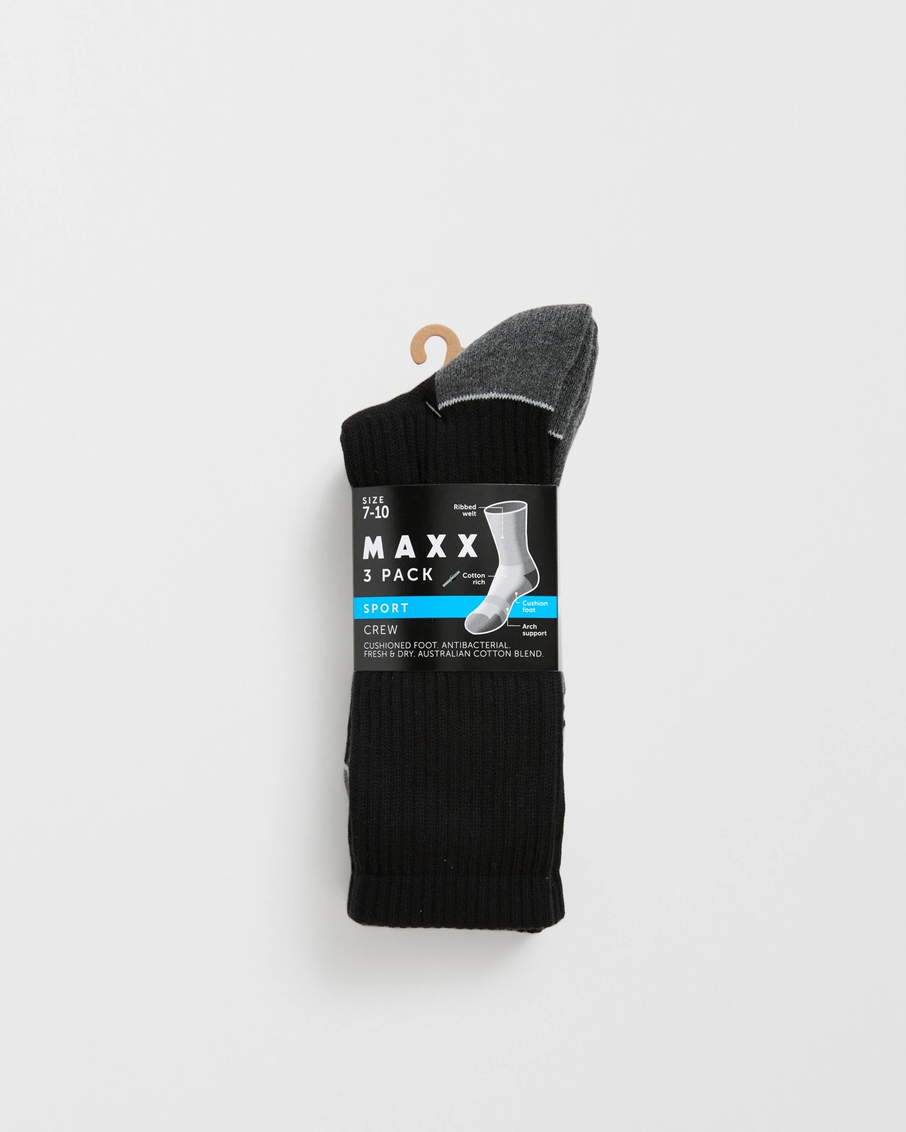 Maxx Australian Cotton Blend 3 Pack Sport Crew Socks 3 of 3