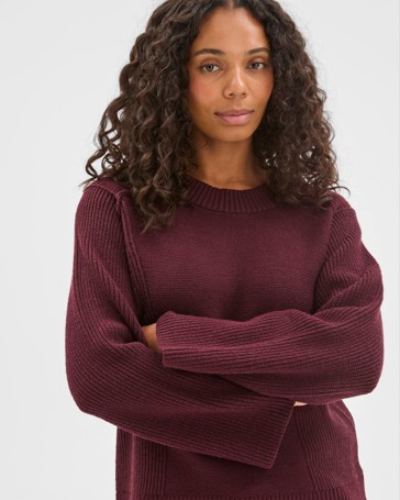Australian Cotton Blend Knit Stitch Crew Neck Jumper