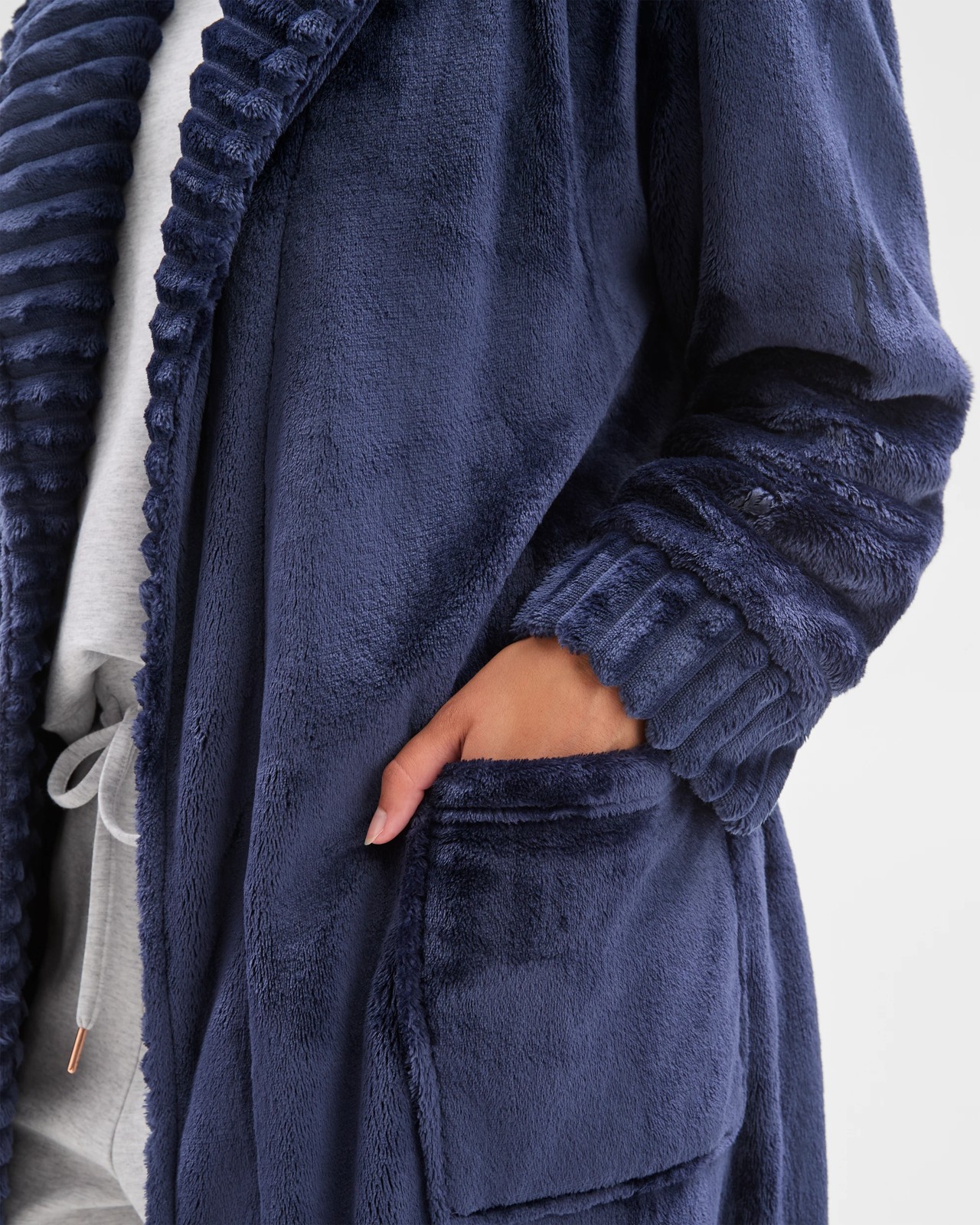 Jacquard Stripe Sleep Robe - Navy 3 of 6