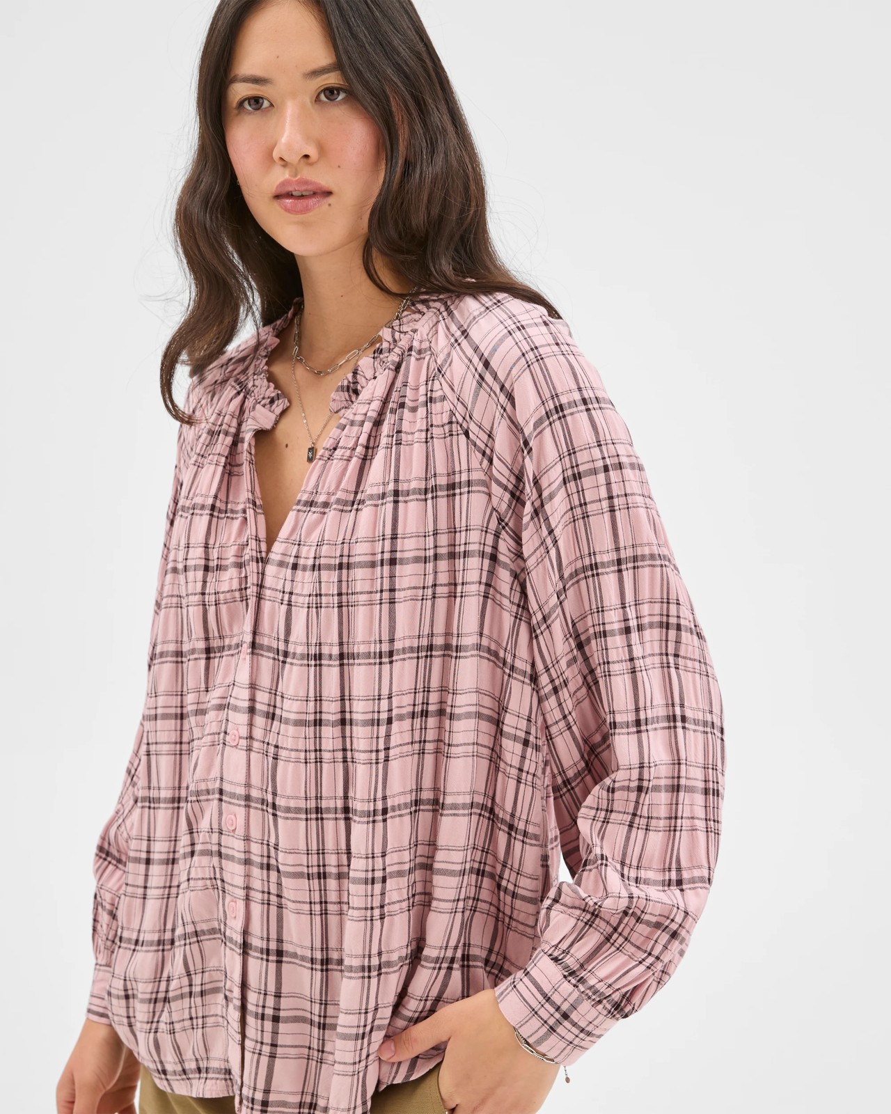 Long Sleeve Romantic Blouse - Check 5 of 5