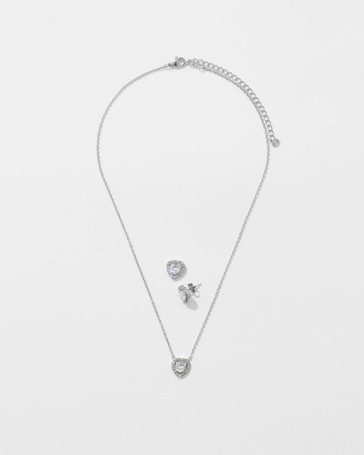 Waterproof 2 Pack Halo Heart Jewellery Set