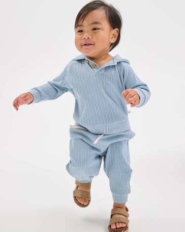 Baby Ribbed Hoodie and Pants Set