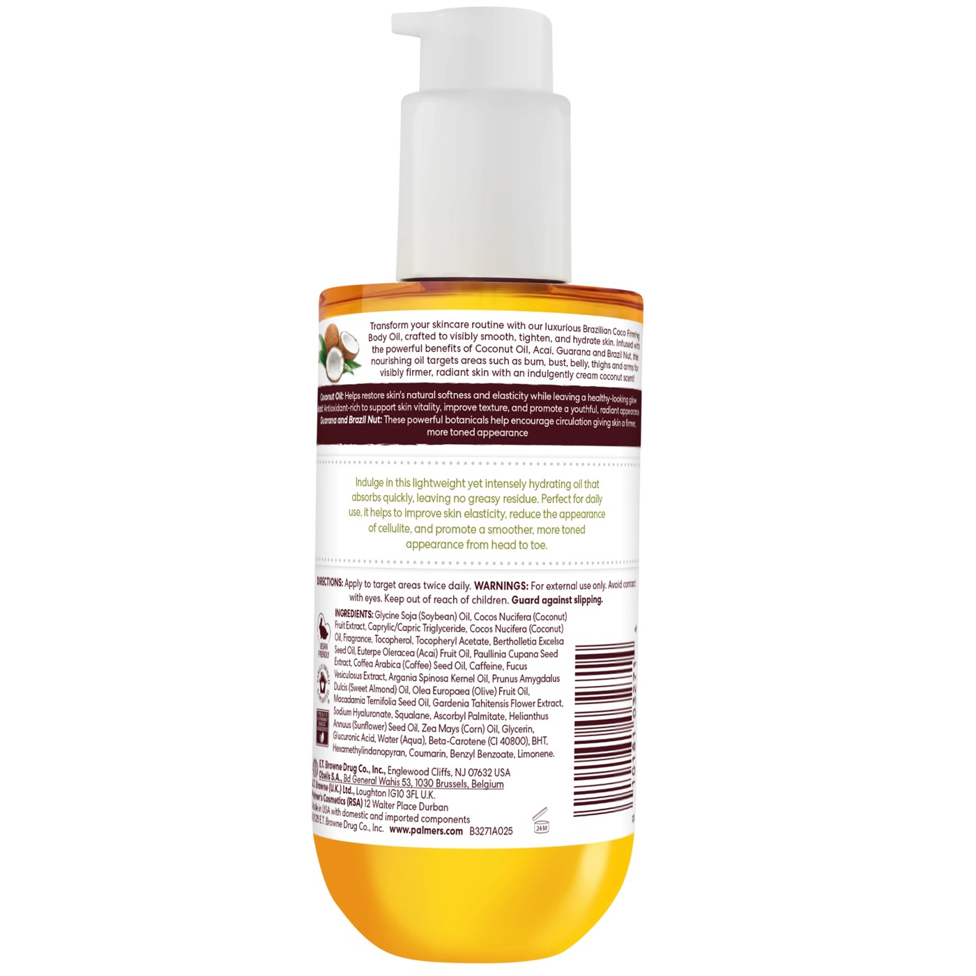 Palmer's Brazilian Coco Firming Bum, Bust & Body Oil 192ml - Coconut, Acai, Guarana and Brazil Nut 2 of 5