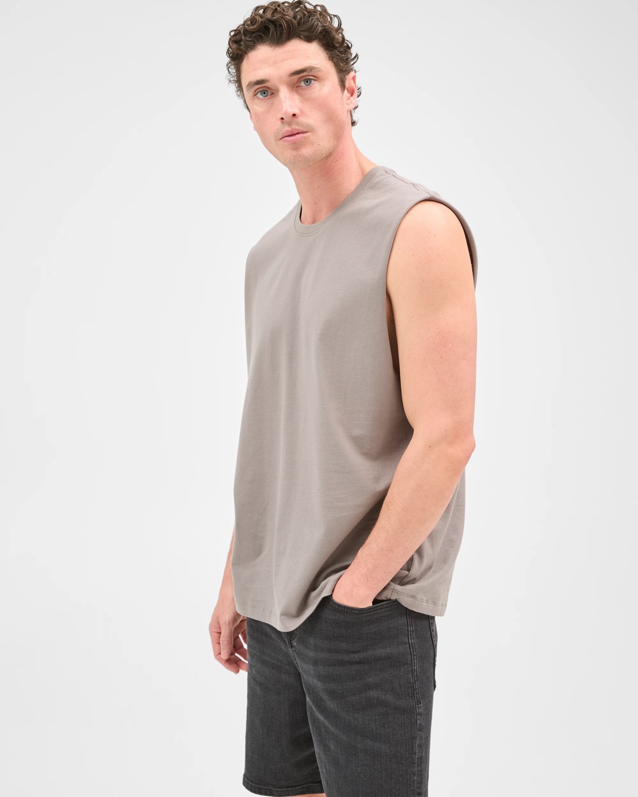 Australian Cotton Plain Tank Top  - Steel Grey 5 of 5