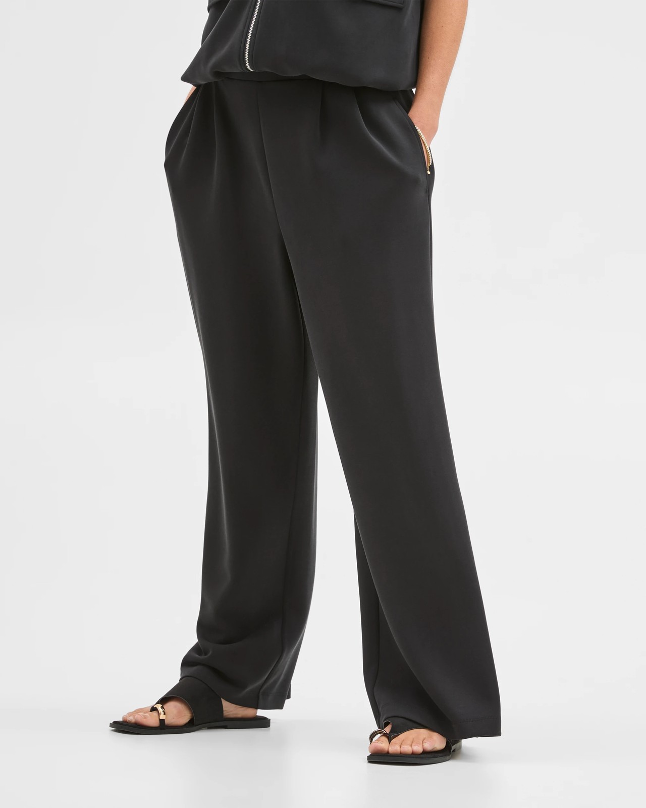 Suede Touch Pull On Pants - Washed Black 4 of 5