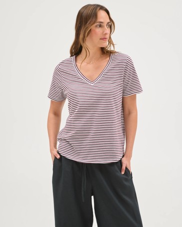 Australian Cotton Slub Relaxed V-Neck T-Shirt