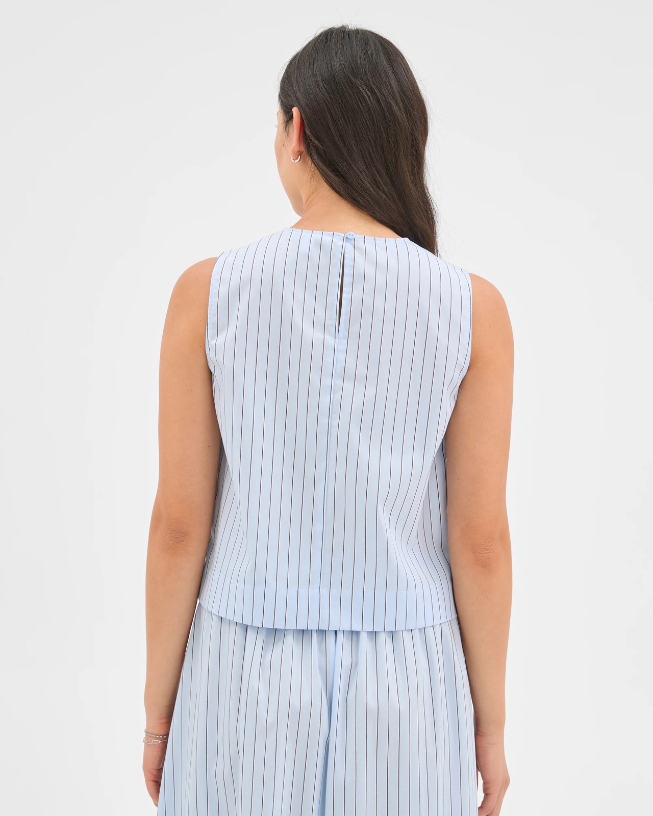 Preview Australian Cotton Sleeveless Tank Top - Blue / Stripe 6 of 6