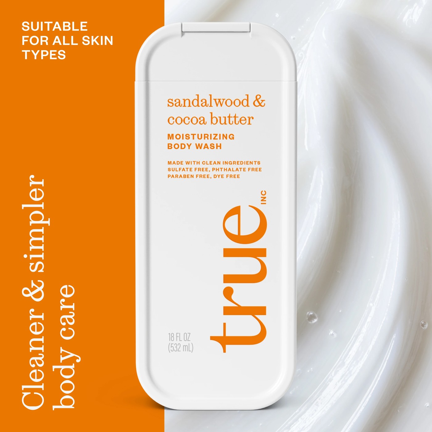 True Inc Moisturising Body Wash 532ml - Sandalwood & Cocoa Butter 5 of 6