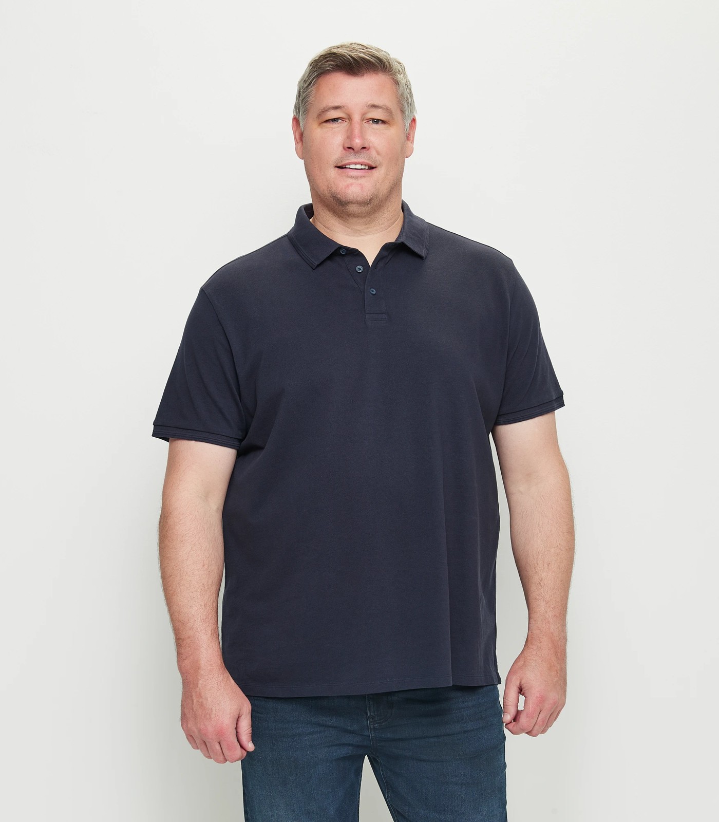 Man Plus Short Sleeve Pique Polo Shirt - Navy Blue | Target Australia