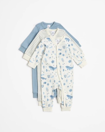 Baby Organic Cotton Coveralls 3 Pack